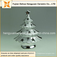 Plata de cerámica árbol de Navidad forma soporte titular de la vela para la decoración del hogar